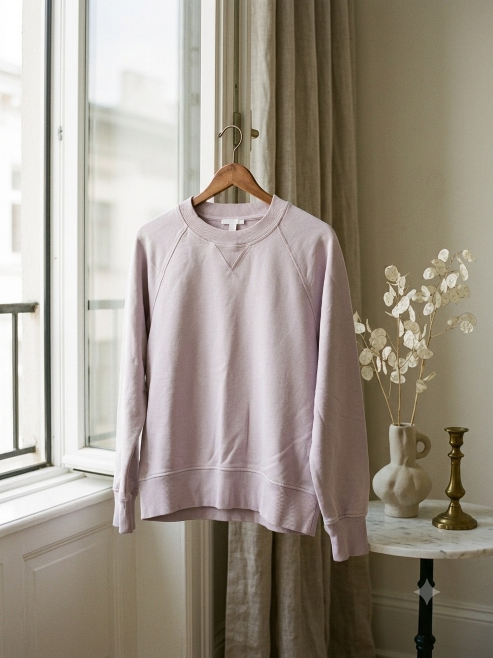 COS French Terry Raglan Sweatshirt in soft pink